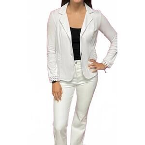 NEW PETE blazer with crochet back top in white